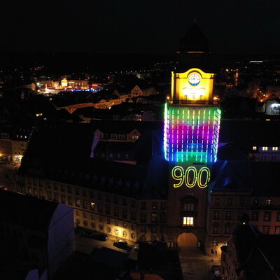 Bild vergrößern: Lasershow  am Rathausturm - Plauen900